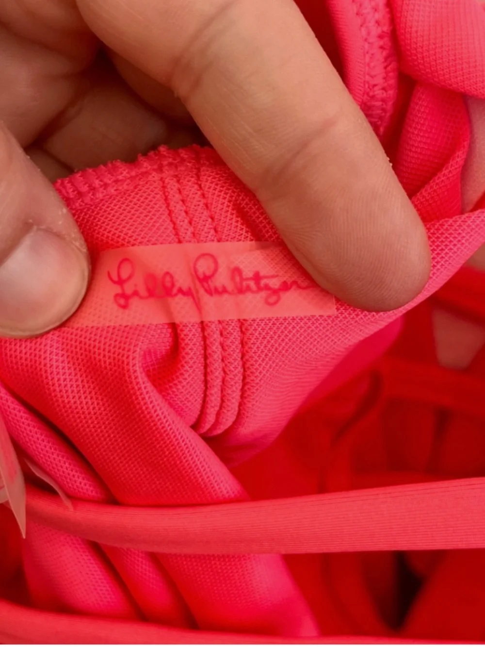 Lilly Pulitzer Carmen Strappy Ruffle One-Piece Swimsuit Coral Pink Size 12 - Picture 9 of 13